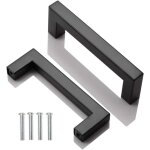 2pcs poignee de meuble cuisine noir, acier inox poign�es meubles carr�e entraxe 96 mm, pour commode salle ...