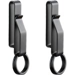 2pcs porte cl� clip, porte - cl�s tactique avec 4pcs anneaux, en acier inoxydable pour ceinture de hommes ...