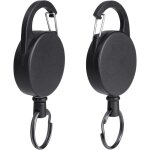 2pcs porte - cl�s r�tractable - noir, porte badge clef retractable, enrouleur porte - cl�s avec 60 cm ...