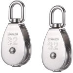 2pcs poulie de levage en acier inoxydable 304 avec chargeant 250kg, poulie pour cable, poulie simple ...