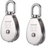2pcs poulie de levage en acier inoxydable 304 avec chargeant 250kg, poulie pour cable, poulie simple ...