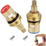 2pcs t�te a disques c�ramique robinets de rechange en laiton et c�ramique 1 / 2  quart de tour cartouches ...