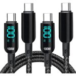 2pcs usb c vers usb c 1. 2m, 100w cable usb c, charge rapide pd 20v / 5a avec affichage led, cordon type ...