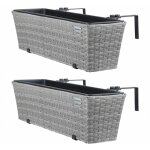 2x bac à fleurs en polyrotin jardinière pour balcon terrasse fenêtre jardin gris 2x bac à fleurs en polyrotin jardinière pour balcon terrasse fenêtre jardin gris