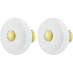 2x bouton de tiroir porcelaine cramique 32 mm insert laiton poli avec vis meuble vintage antique style ...