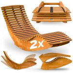 2x chaise longue  bascule java en bois d'acacia certifi fsc pliable transat ergonomique jardin sauna ...