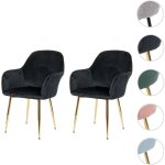 Mendler - 2x chaise de salle à manger hwc - f18, fauteuil de cuisine, design rétro - velours noir, pieds ... Mendler - 2x chaise de salle à manger hwc - f18, fauteuil de cuisine, design rétro - velours noir, pieds ...
