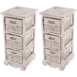 2x commodes / meubles d'appoint / tagres, 3 paniers, 25x28x58cm, shabby, vintage, blanc