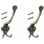 2x crochet double 153mm m�tal vintage vieux bronze laiton avec vis rustique antique mural cuisine salle ...