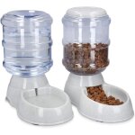 2x distributeur croquettes et eau - accessoire pour chat et chien - 2x gamelle automatique nourriture ...