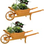 2x jardin, chariot  plantes en bois, la brouette, brouette  fleurs, chariot  fleurs, pot  fleurs
