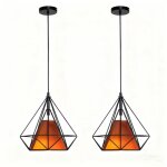 (2x) lampe de plafond en fer plafonnier vintage en forme de cage de diamant 25cm lustre rétro (marron) ... (2x) lampe de plafond en fer plafonnier vintage en forme de cage de diamant 25cm lustre rétro (marron) ...