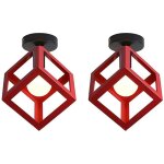 (2x)lampe de plafond en forme de cube luminaire plafonnier moderne plafonnier rétro vintage rouge (2x)lampe de plafond en forme de cube luminaire plafonnier moderne plafonnier rétro vintage rouge