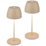 2x mini led lampe de table, lampe de chevet sans fil accu lampe ip44 dimmable 2700k touch beige