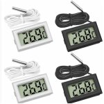 (2x noir 2x blanc, 46x28x15mm)mini digital lcd thermomtre temprature avec sonde de temprature capteur ...
