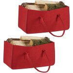 2x paniers  bches, feutre, 2 poignes, pliable, porte - revues, hxlxp : 25 x 25 x 50 cm, cabas bois ...