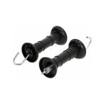 2x poign�e de cloture �lectrique noir isolateur porte portillon portail chevaux vache gibier chien poule ...