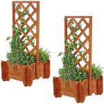 Mucola - 2x pots de fleurs en treillis pergola en arc rose + jardini�res treillis bois arc