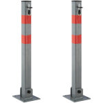 2x poteaux de parking, barrire de parking rabattable voiture 65 cm de hauteur en acier, gris & rayures ...