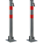 2x poteaux de parking, barrire de parking rabattable voiture 65 cm de hauteur en acier, gris & rayures ...