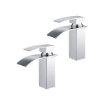 Homelody - 2x robinets salle de bain cascade mitigeur de lavabo en acier inox robinet à deux voies chromé ... Homelody - 2x robinets salle de bain cascade mitigeur de lavabo en acier inox robinet à deux voies chromé ...