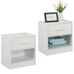 2x table de nuit, tiroir, compartiment ouvert, hlp 41, 5 x 39 x 31 cm, meuble d?appoint, chambre � coucher, ...
