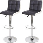 2x tabouret de bar hwc - g87, chaise bar / comptoir, réglable en hauteur - similicuir noir - blanc, pied ... 2x tabouret de bar hwc - g87, chaise bar / comptoir, réglable en hauteur - similicuir noir - blanc, pied ...