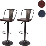 2x tabouret de bar hwc - h10a, r�glable en hauteur, pivotant, design industriel - vintage noir - gris ...