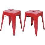 2x tabouret hwc - a73, tabouret en mtal, design industriel, empilable - rouge