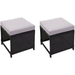 2x tabouret en polyrotin hwc - g16, tabouret de jardin, siège, gastronomie - noir, coussin gris clair ... 2x tabouret en polyrotin hwc - g16, tabouret de jardin, siège, gastronomie - noir, coussin gris clair ...