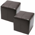 2x tabouret / pouf / d� onex, cuir, 36x36x36cm, marron