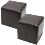 Mendler - 2x tabouret / pouf / d� onex, cuir, 36x36x36cm - marron