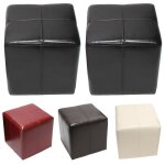 2x tabouret pouf d� onex, cuir, 36x36x36cm - noir