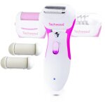 3 en 1 epilateur - rasoir - r�pe techwood trep - 351 240v avec 2 t�tes de rechange - lumi�re �clairant ...