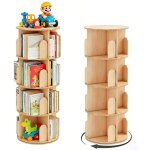 Wumagin - biblioth�que pivotante � 360� - 4 levels - biblioth�que en bois pour enfants et adultes