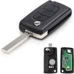 3 boutons coques de cl� t�l�commandes avec lame va2 433mhz id46, compatible signal ask puce pour peugeot ...