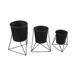 Lot de 3 caches - pots 'graphic ethnic' 25cm noir