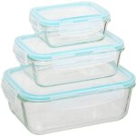 5five simply smart - 3 grandes botes rectangulaire de conservation clipeat verre - 5five