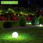 3 lampes boules ext�rieures 20 cm ? lumi�re douce pour jardin et terrasse
