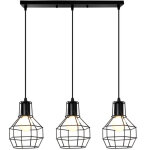 3 lampes suspension luminaire industrielle e27 lustre plafonnier m�tal lampe de plafond vintage pour ...