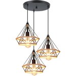 3 lampes suspension luminaire industrielle lustre plafonnier vintage luminaire abat - jour cage diamant ...