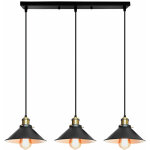 3 luminaires lustre suspension industriel lampe de suspension pour chambre bar noir et blanc base rectangulair ...