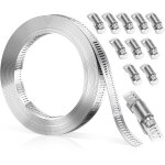 3 m�tres collier de serrage inox diy, bolatus collier de serrage m�tallique r�glables avec 10 pi�ces ...