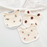 3 - pack waterproof cotton bibs for girls and boys with snaps