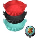 3 packed pot en silicone pour friteuse � air, 20cm air fryer silicone pot panier, r�utilisable moule ...