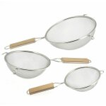 3 passoires avec poignées en bois - inox 3 passoires avec poignées en bois - inox