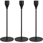 3 pcs bougeoirs noirs, bougeoir chandelier m�tal, porte - bougies coniques, chandelier de mariage d�coration, ...