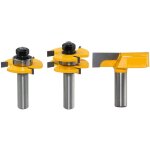Kkmoon - 3 pcs tongue router bit set 1 / 2 tige de dents en alliage en acier en acier t forme de frappeur ...