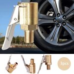 3 pice adaptateur de valve de pneu de voiture, 8 mm pompe de embout laiton gonflage valve clip pince ...