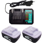 Powerwings - 3 pi�ces) 2x batterie bl1440g 14, 4v 4, 0ah & chargeur dc18wa 14, 4v & 18v pour makita 196375 ...